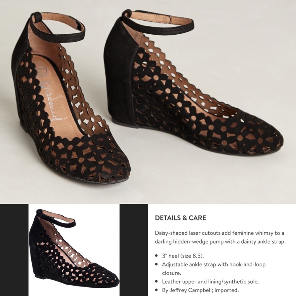 Jeffrey Campbell Delaisy Laser Cut Daisy Ankle Strap Wedges 9.5 Edgy Bohemian - Picture 16 of 16